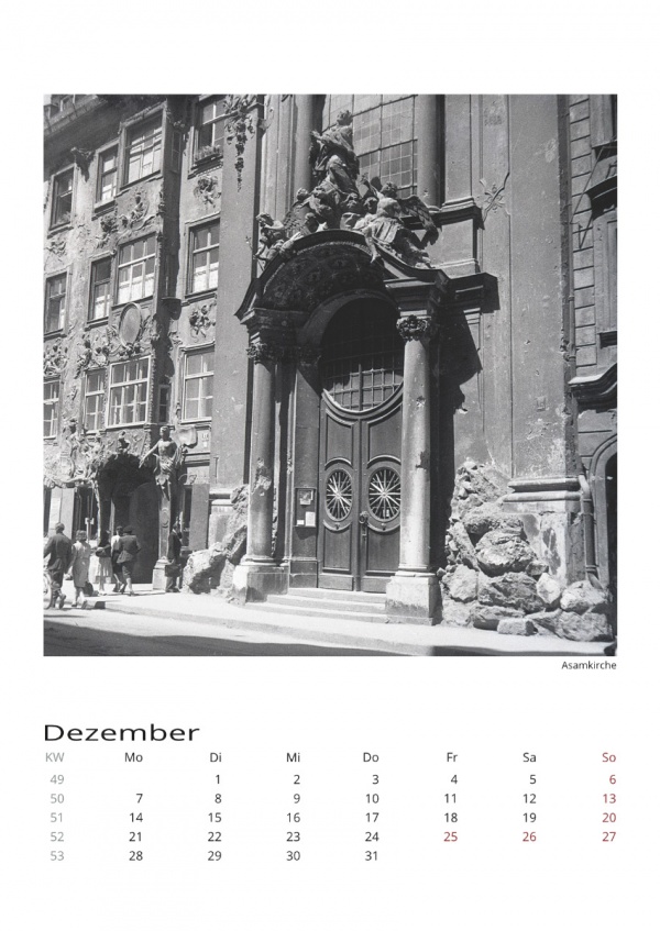 Kalenderseite München mit Fotografien von Herbert Wendling