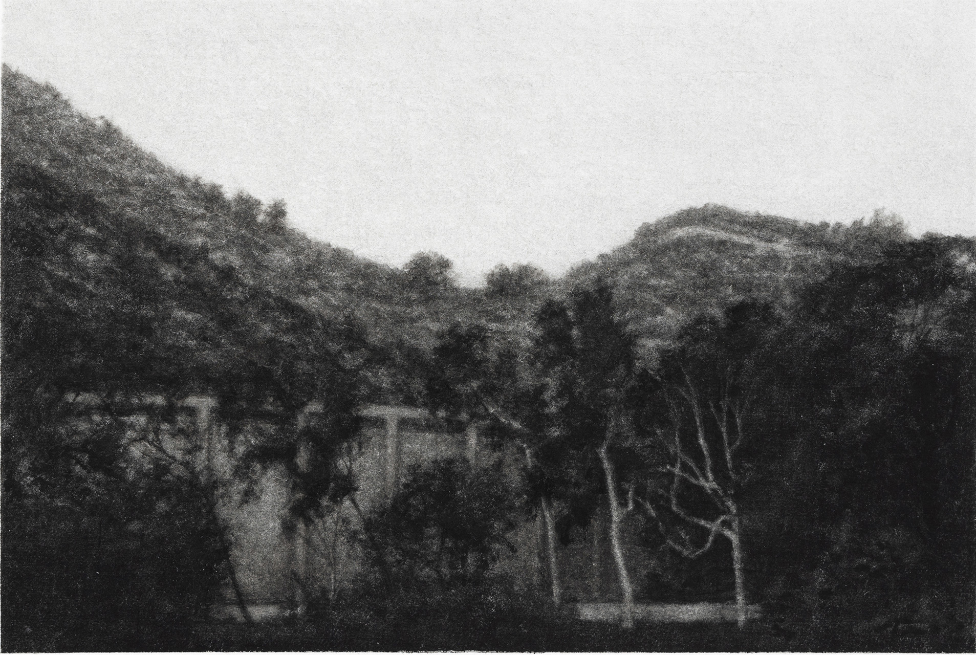 Landschaft, Tuschemalerei auf Papier von Manuel Rumpf