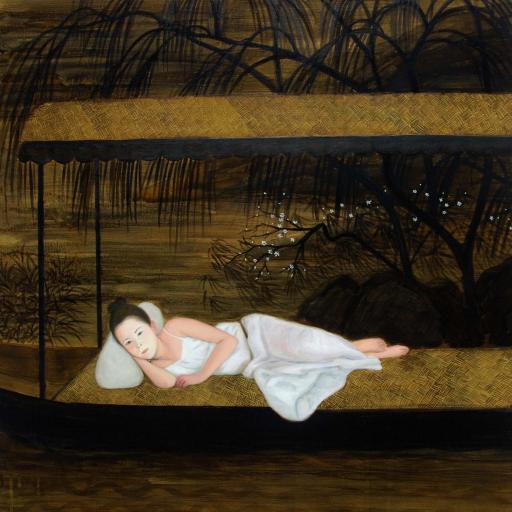 Mädchen mit Boot, gemalt von Haiying Xu
