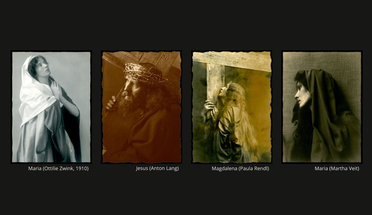 Maria (Ottilie Zwink), Jesuss (Anton Lang), Magdalena (Paula Rendl) und MAria (Martha Veit)
