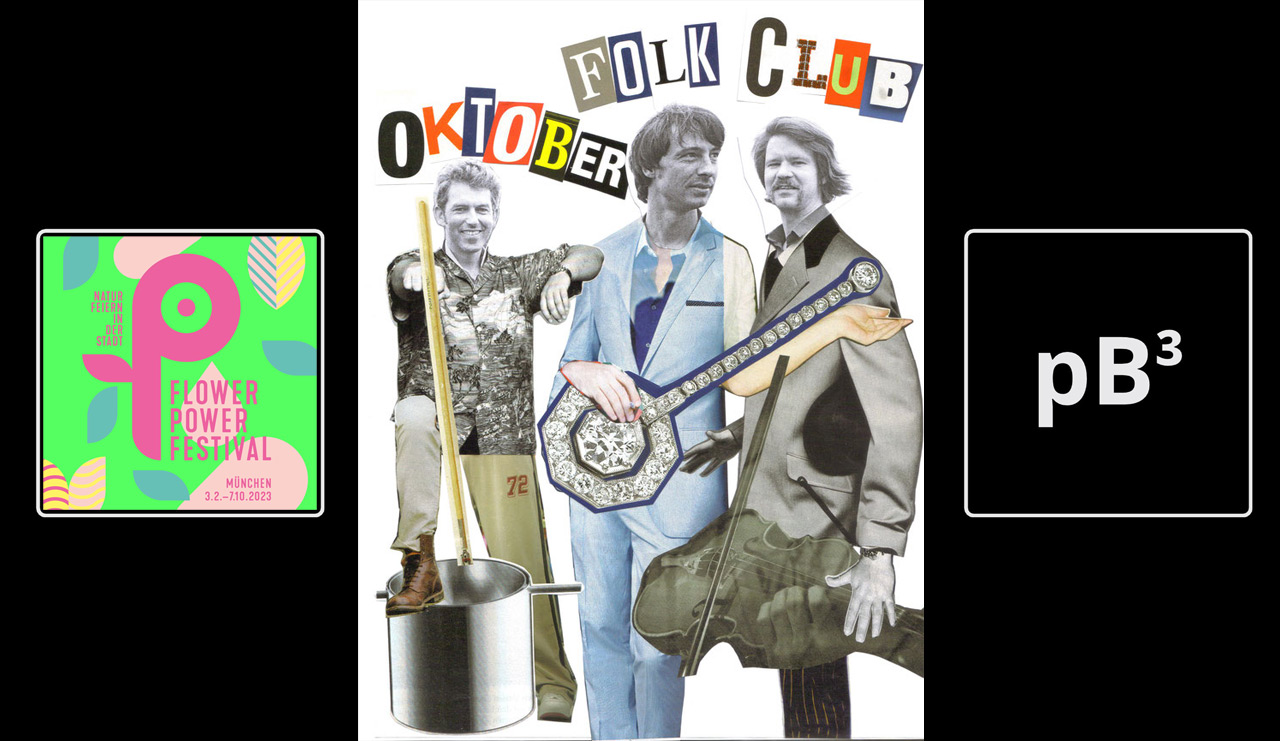 Konzertflyer des Oktober Folk Clubs für das konzert im Rahmen der Ausstellung pB³