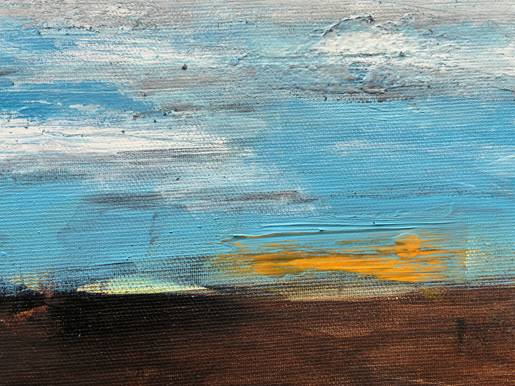 Sylvia von Miller, gemaltes Bild mit abstrakten Himmel und Landschaft