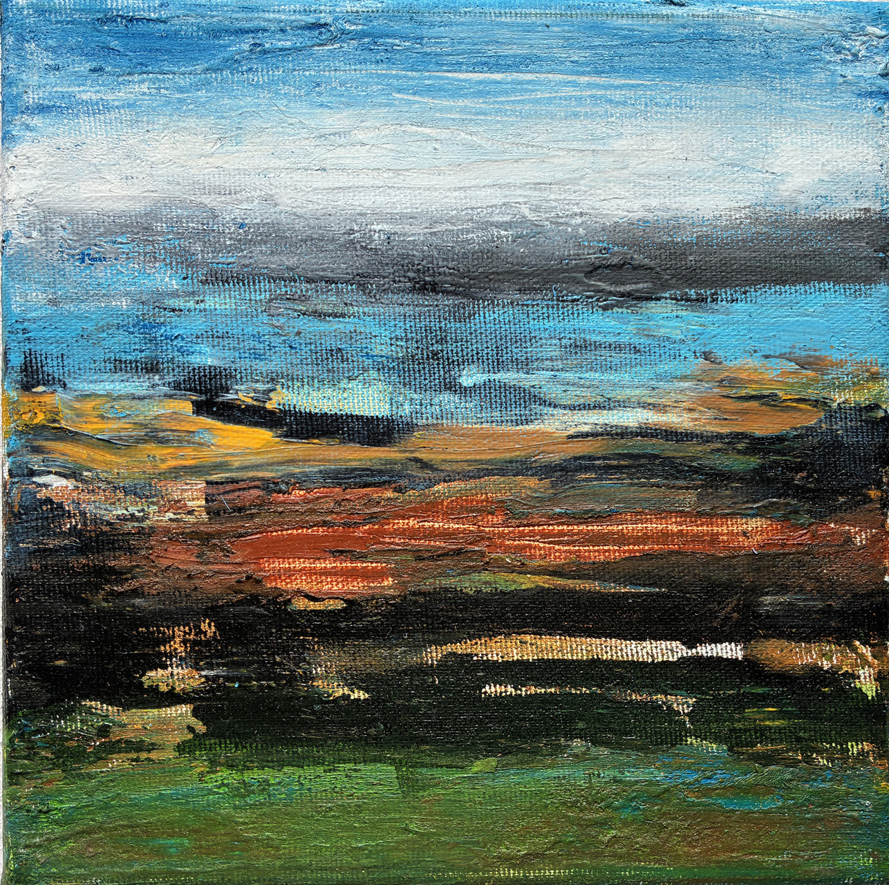 Sylvia von Miller, gemaltes Bild mit abstrakter Landschaft